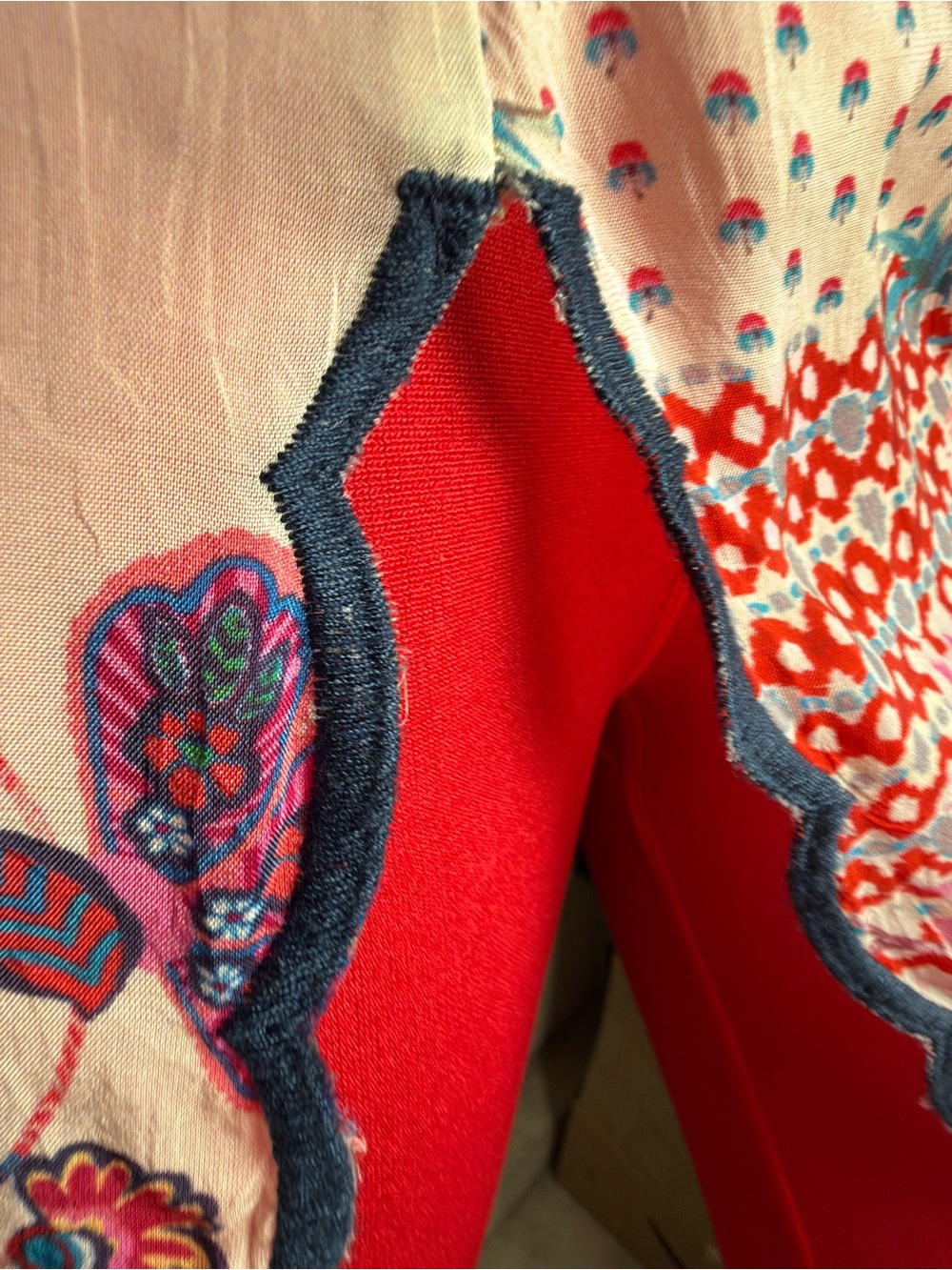 Johnny Was Red & Pink Floral Border Tunic Dress - Picture 9 of 12